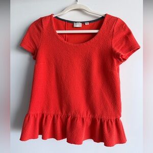 Anthropologie Orange Peplum Top